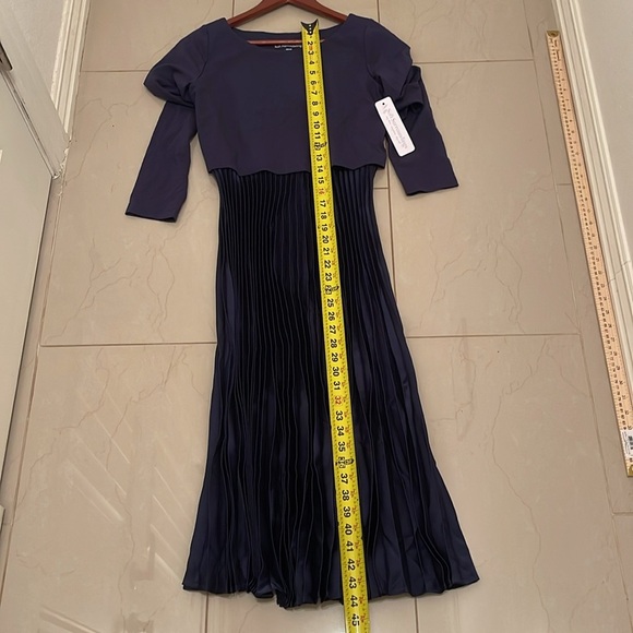 NWT Soft Surroundings Womens Cassandra Midi Dress Sz XS Blue Long Sleeve Pleated - Picture 11 of 15